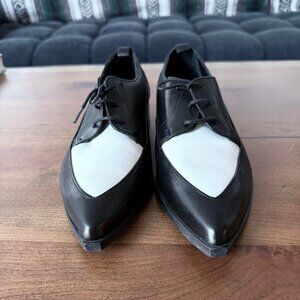 Black and White Pointed Toe Oxfords